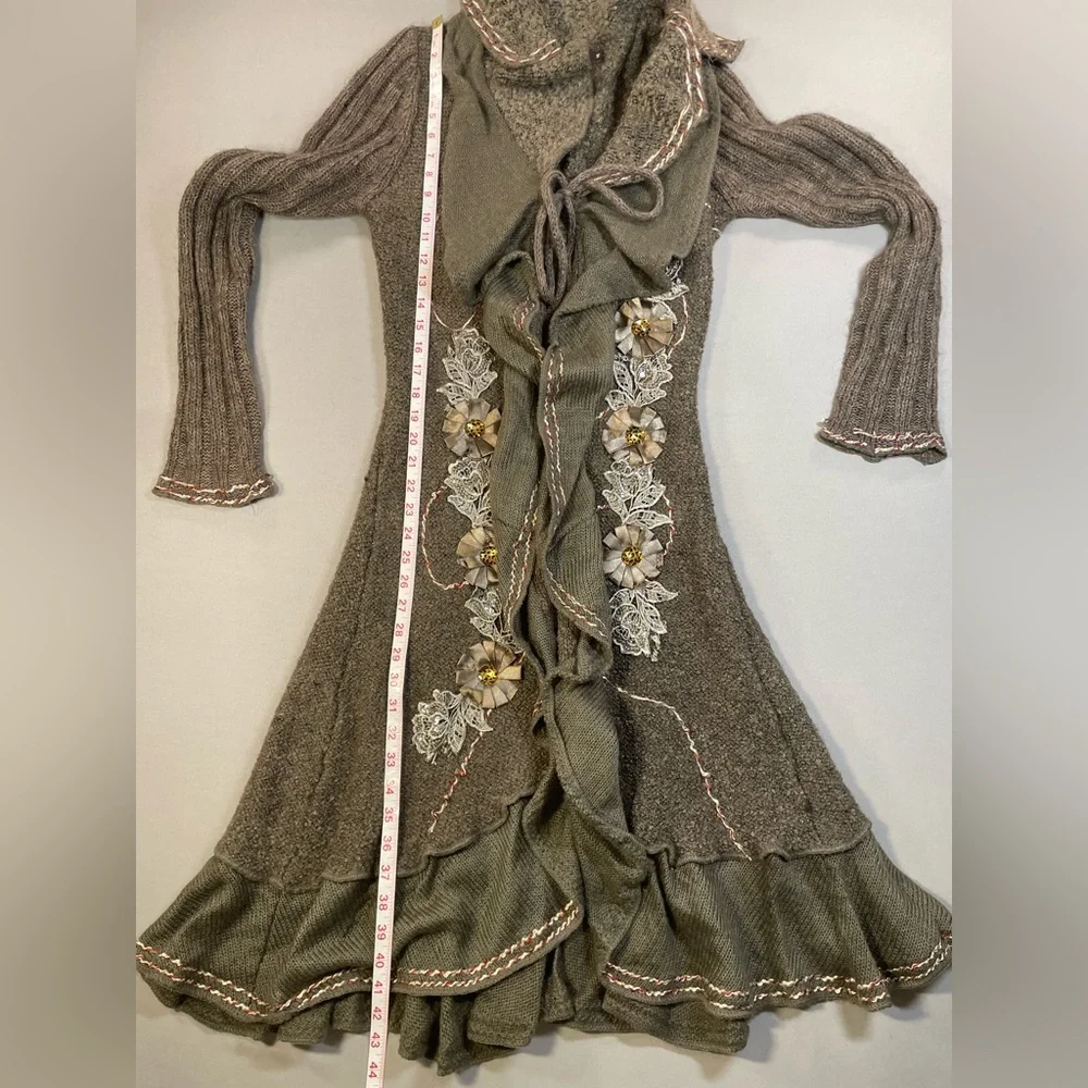 Forla Paris Drape-Front Ruffle Duster Cardigan, Bohemian & Romantic - Medium - Picture 15 of 17